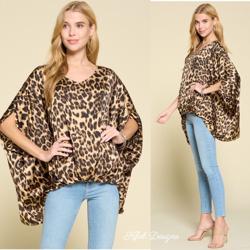 ❤️LAST! V Neck Leopard Poncho Style  Top! - Picture 5 of 7